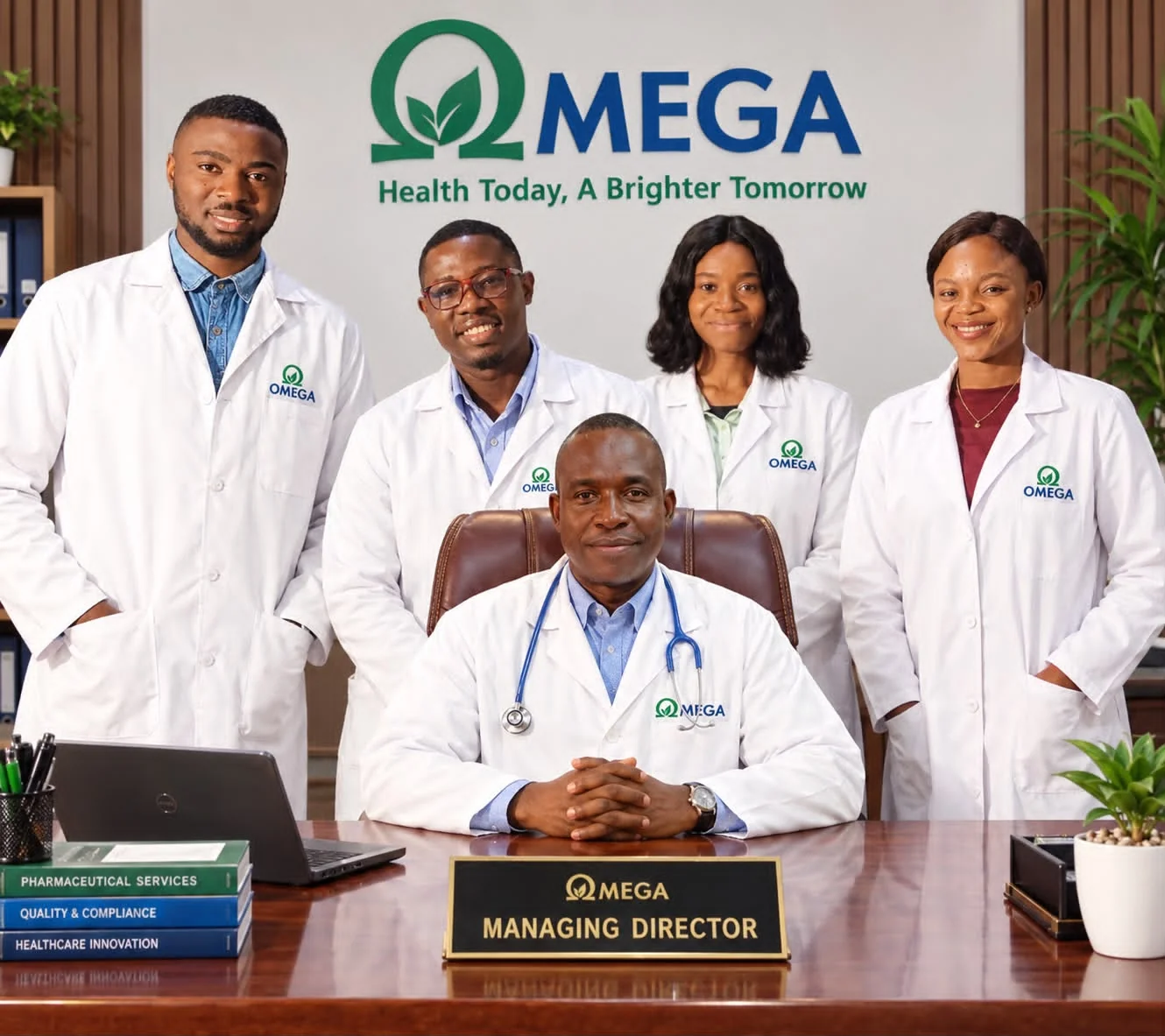 Black African doctor providing compassionate consultation to a patient at Omega Clinic